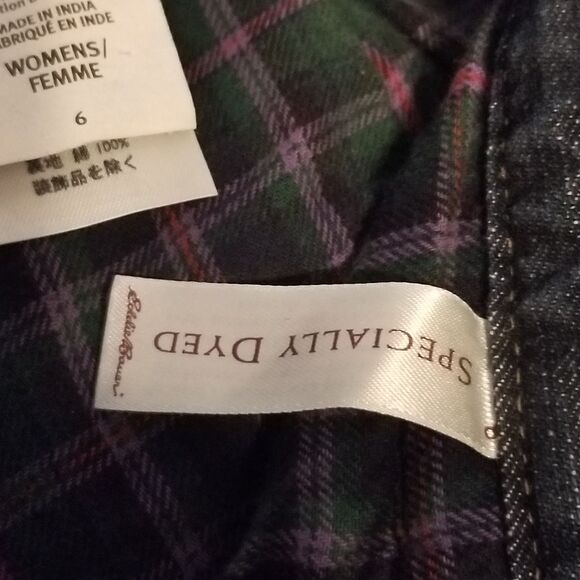 Eddie Bauer 6 Jeans Flannel Lined Straight Leg Dark Wash Workwear Outdoors Chore - Picture 6 of 10